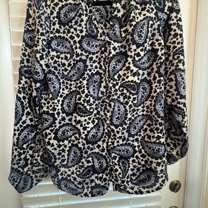 Express Black and White Paisley Blouse